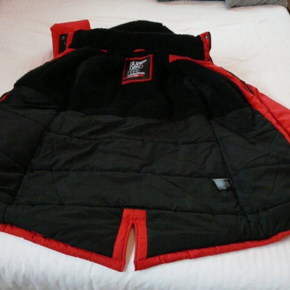 Superdry Ladies Red Winter Parka  Coat 12 - Picture 3 of 16